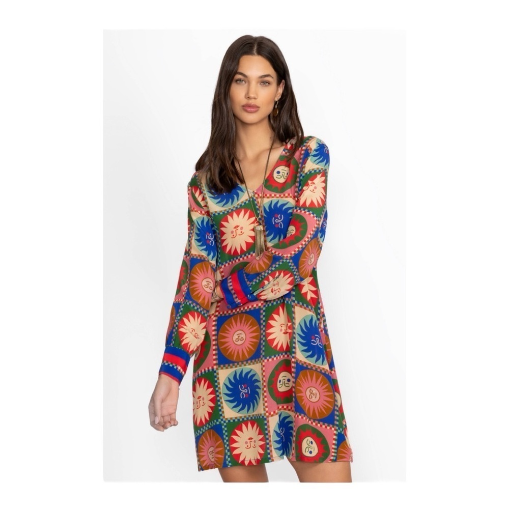 Johnny Was Lionara V-Neck Silk Swing Dress NWT